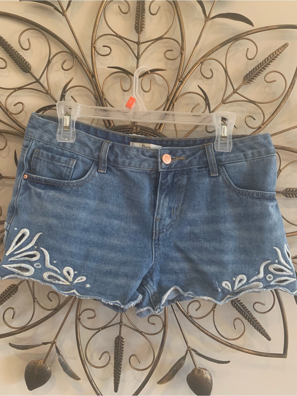 Dex Scalloped Hem and Embroidered Shorts